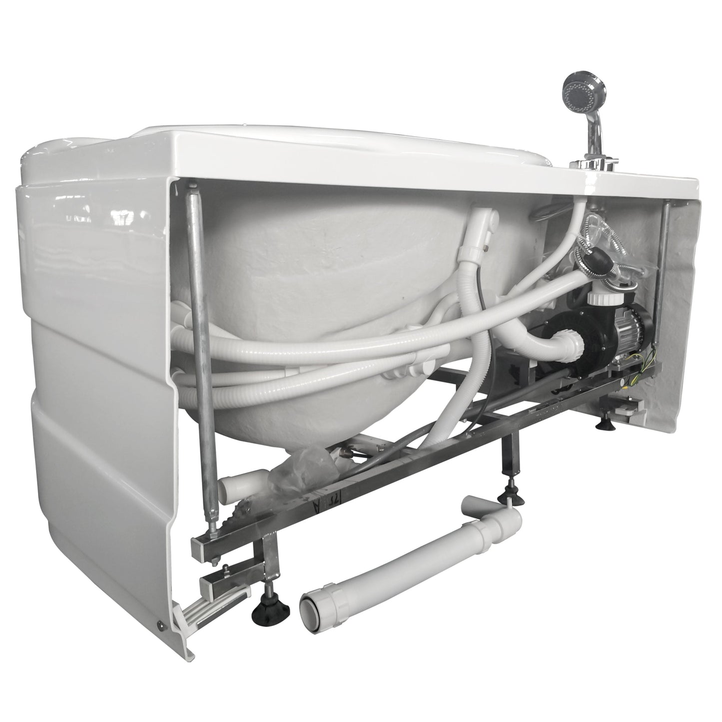 Eago Corner Whirlpool 5" Acrylic White Bathtub Drain on Left