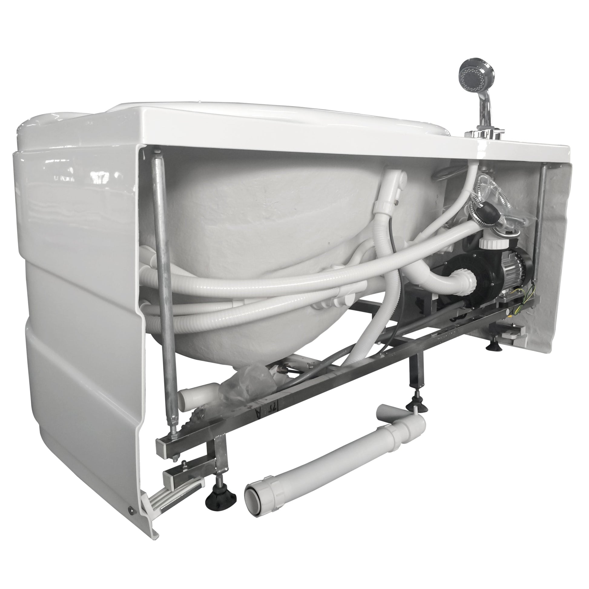 Eago Corner Whirlpool 5" Acrylic White Bathtub Drain on Left