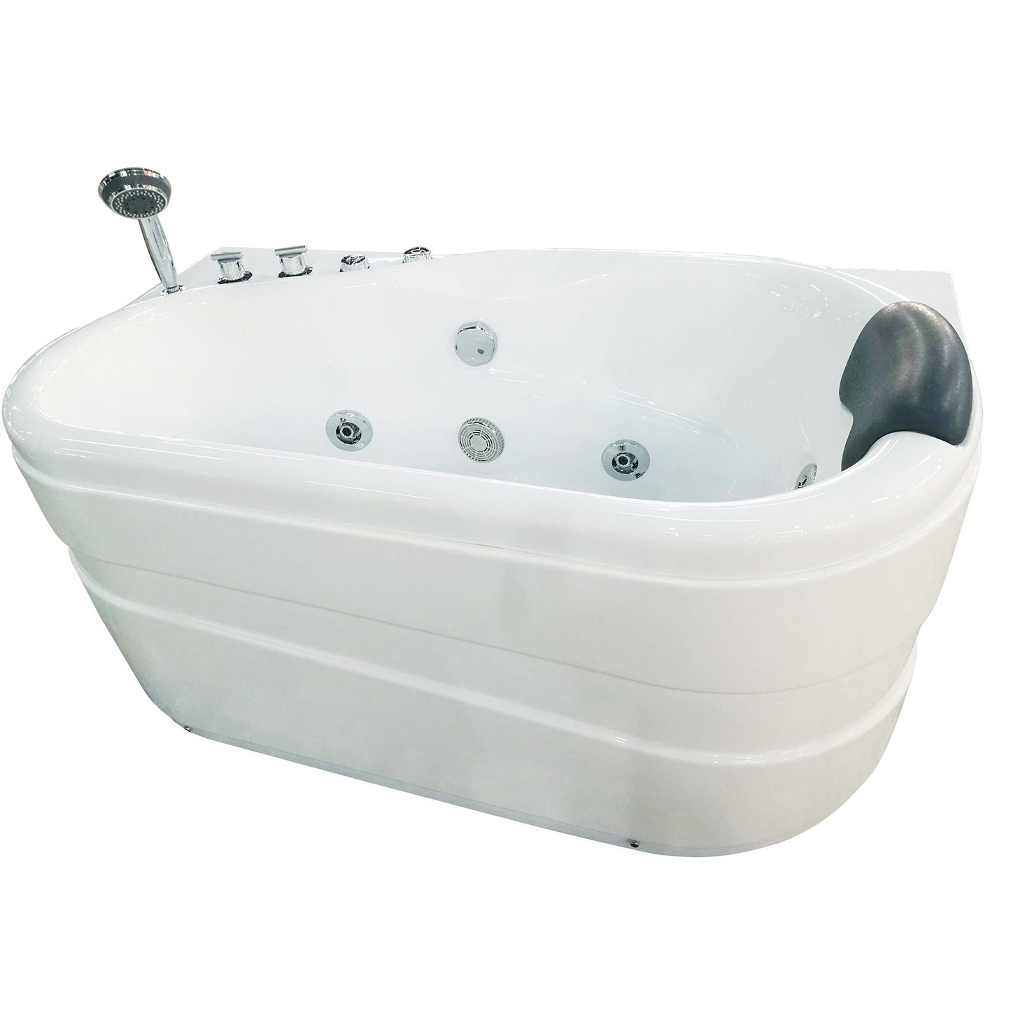 Eago Corner Whirlpool 5" Acrylic White Bathtub Drain on Left