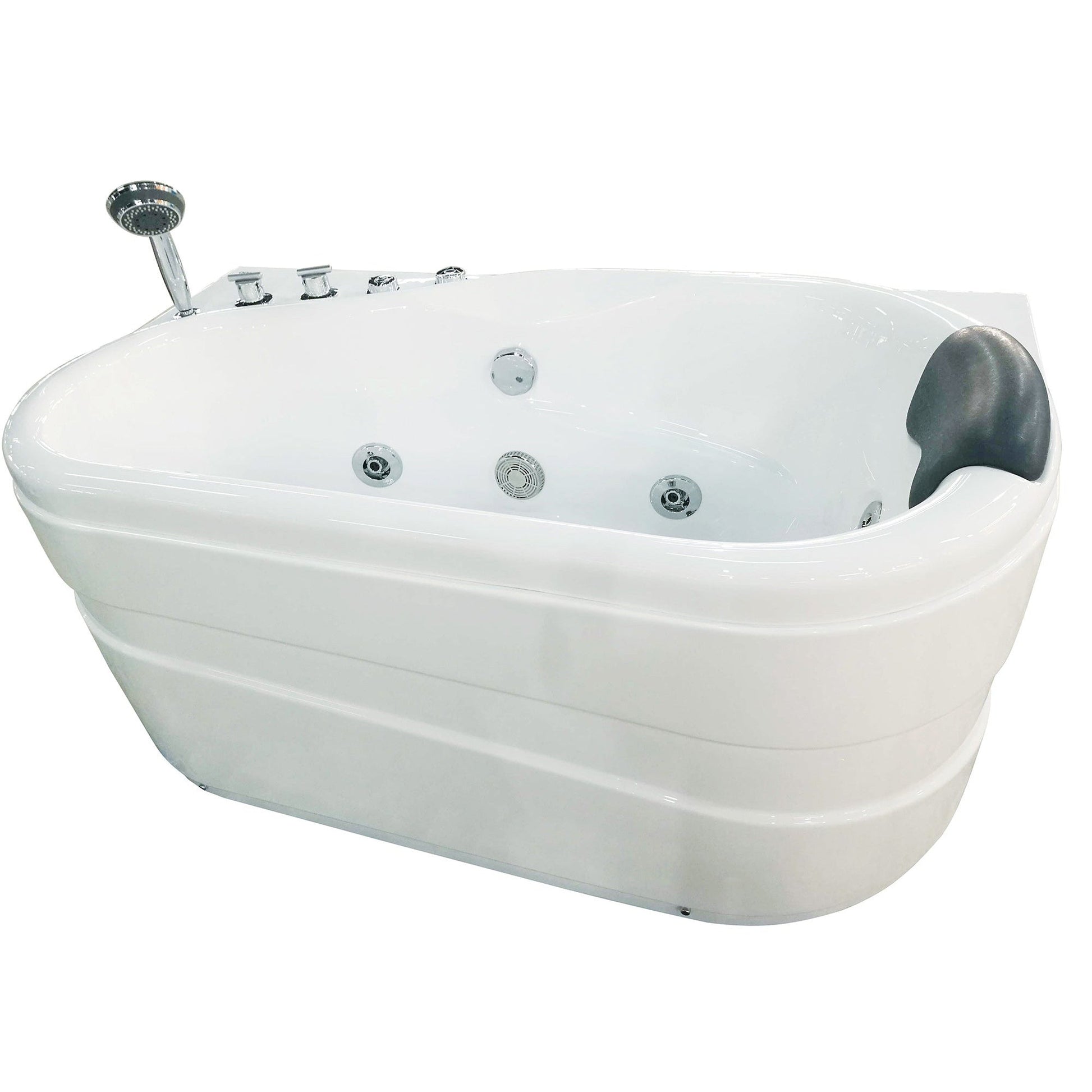 Eago Corner Whirlpool 5" Acrylic White Bathtub Drain on Left