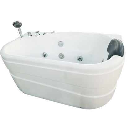 Eago Corner Whirlpool 5" Acrylic White Bathtub Drain on Left