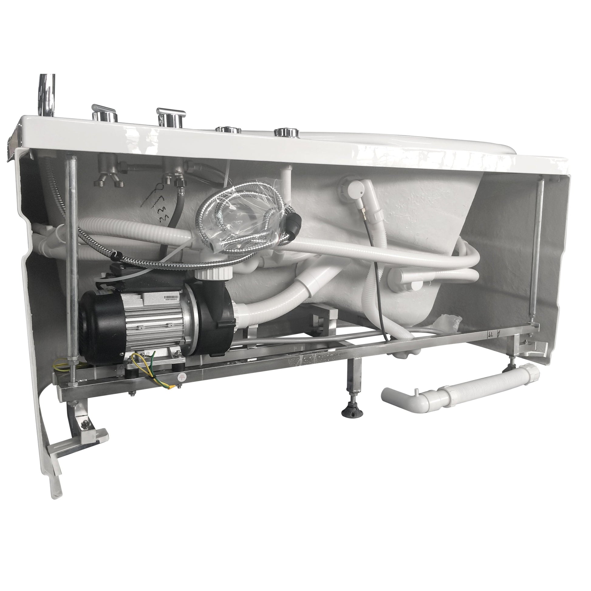 Eago Corner Whirlpool 5" Acrylic White Bathtub Drain on Right