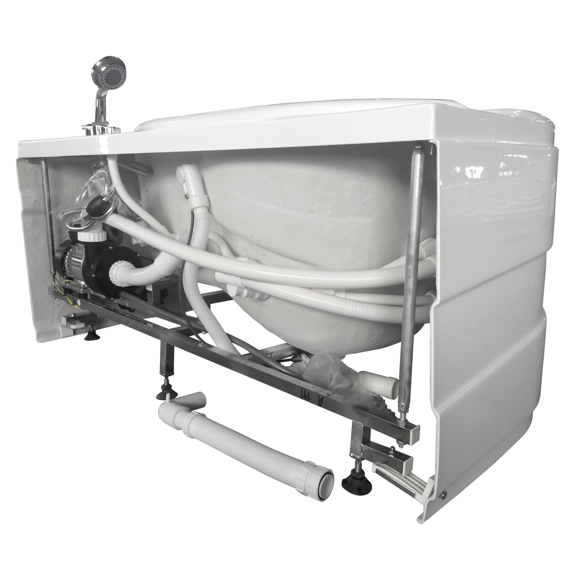 Eago Corner Whirlpool 5" Acrylic White Bathtub Drain on Right