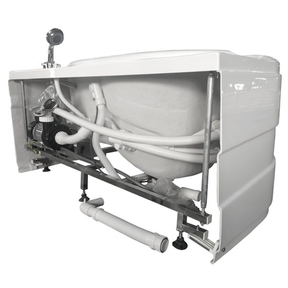 Eago Corner Whirlpool 5" Acrylic White Bathtub Drain on Right