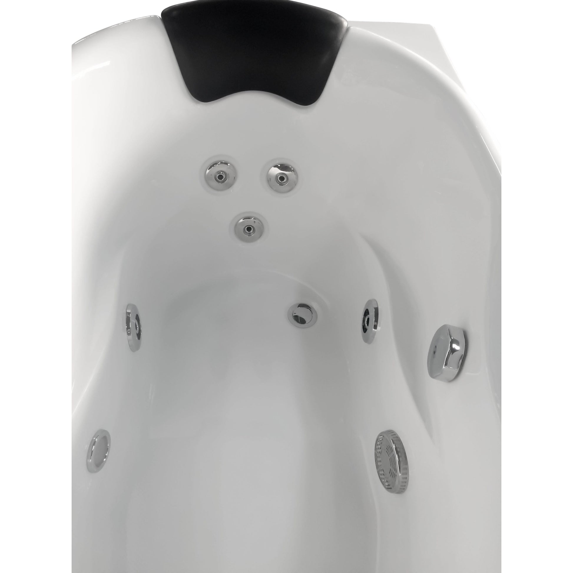 Eago Corner Whirlpool 5" Acrylic White Bathtub Drain on Right