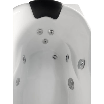 Eago Corner Whirlpool 5" Acrylic White Bathtub Drain on Right