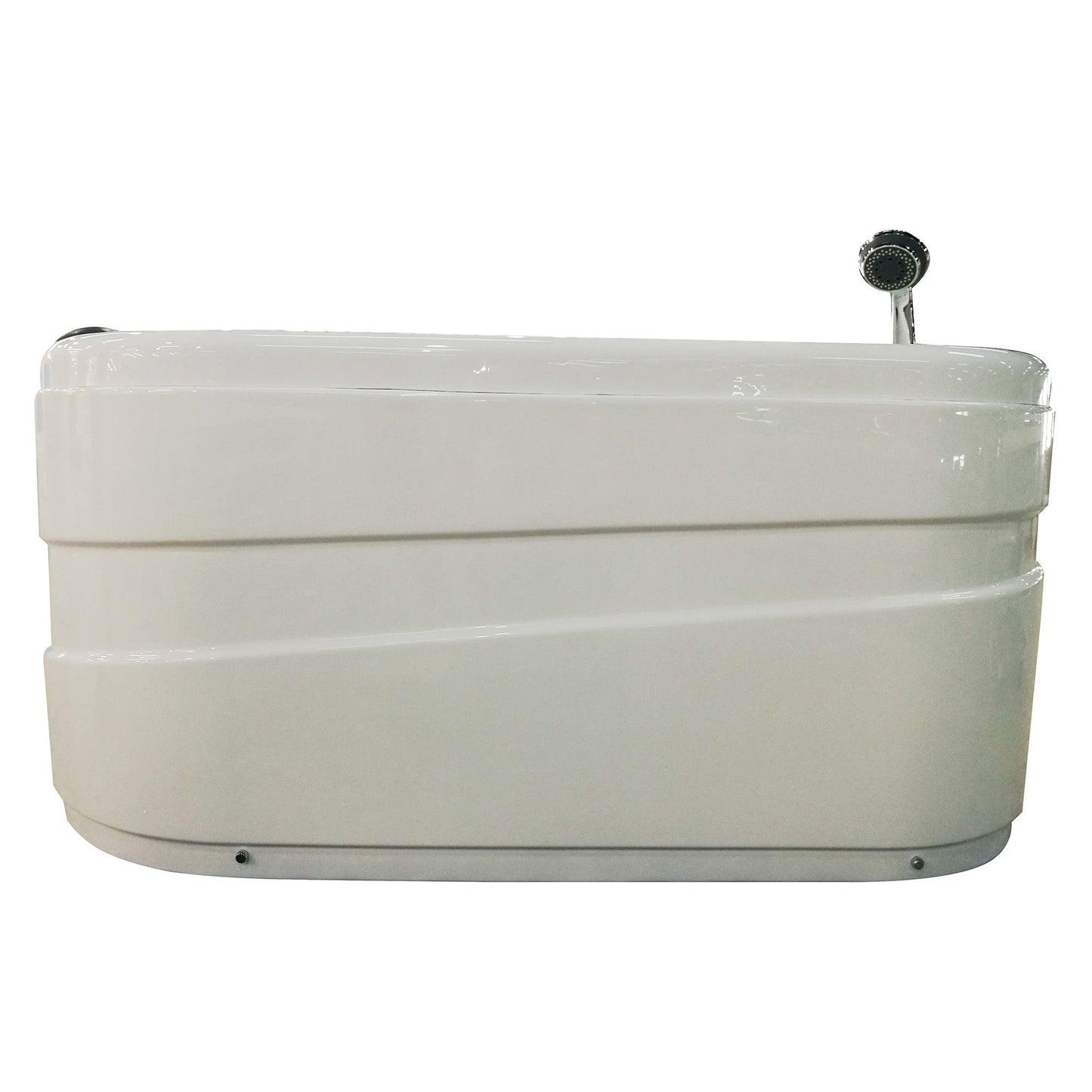 Eago Corner Whirlpool 5" Acrylic White Bathtub Drain on Right
