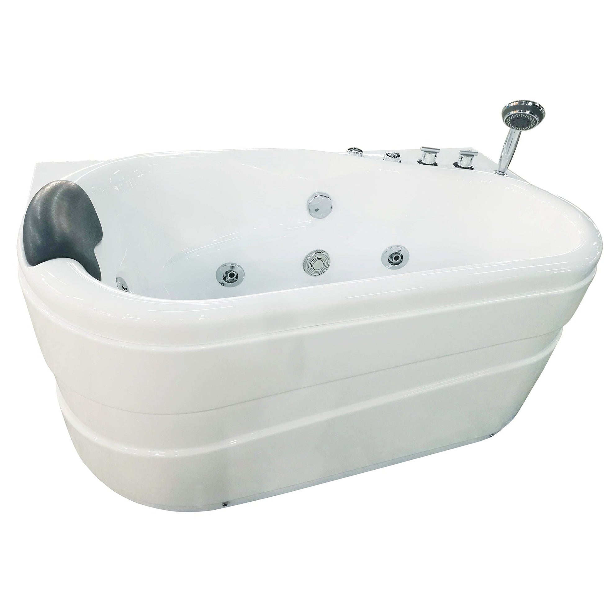 Eago Corner Whirlpool 5" Acrylic White Bathtub Drain on Right