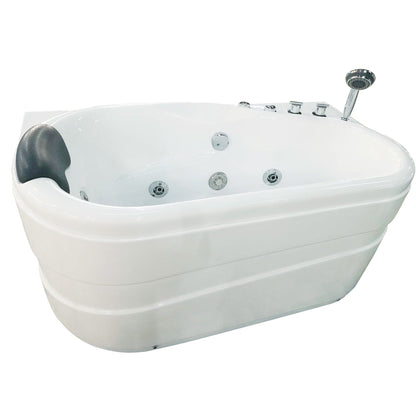Eago Corner Whirlpool 5" Acrylic White Bathtub Drain on Right