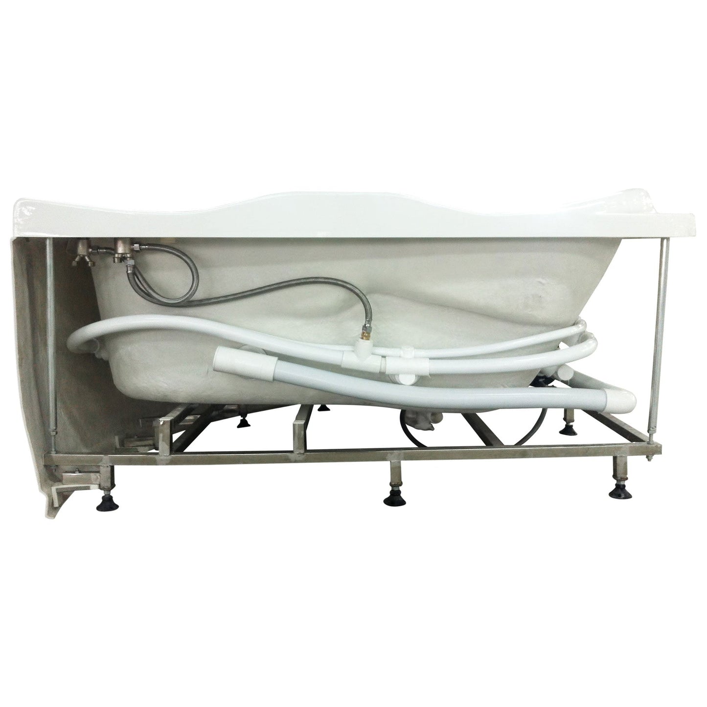 Eago Corner Whirlpool 5 ft White Bathtub with Fixtures
