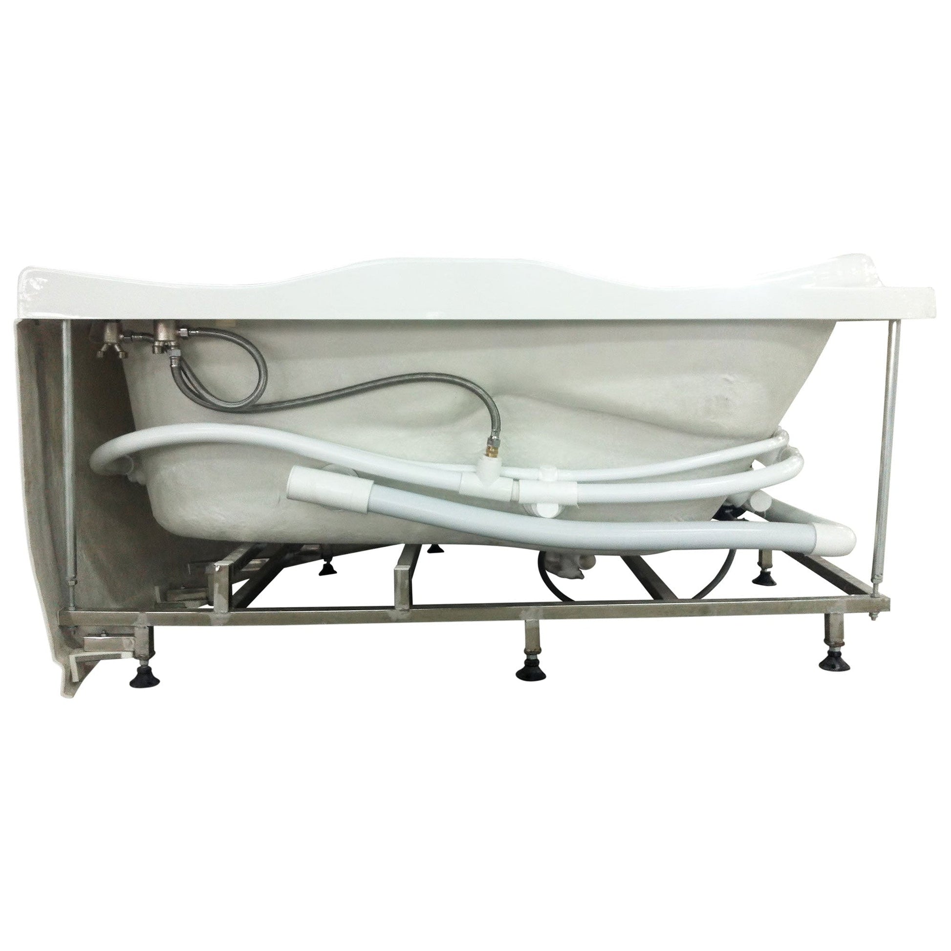 Eago Corner Whirlpool 5 ft White Bathtub with Fixtures