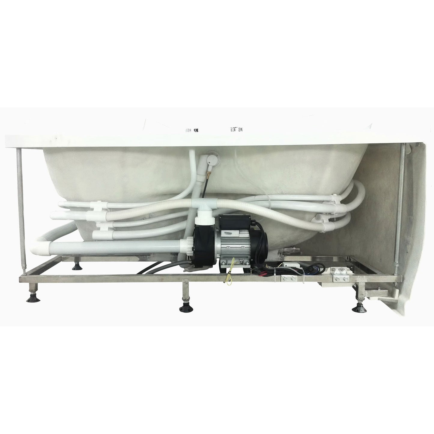 Eago Corner Whirlpool 5 ft White Bathtub with Fixtures