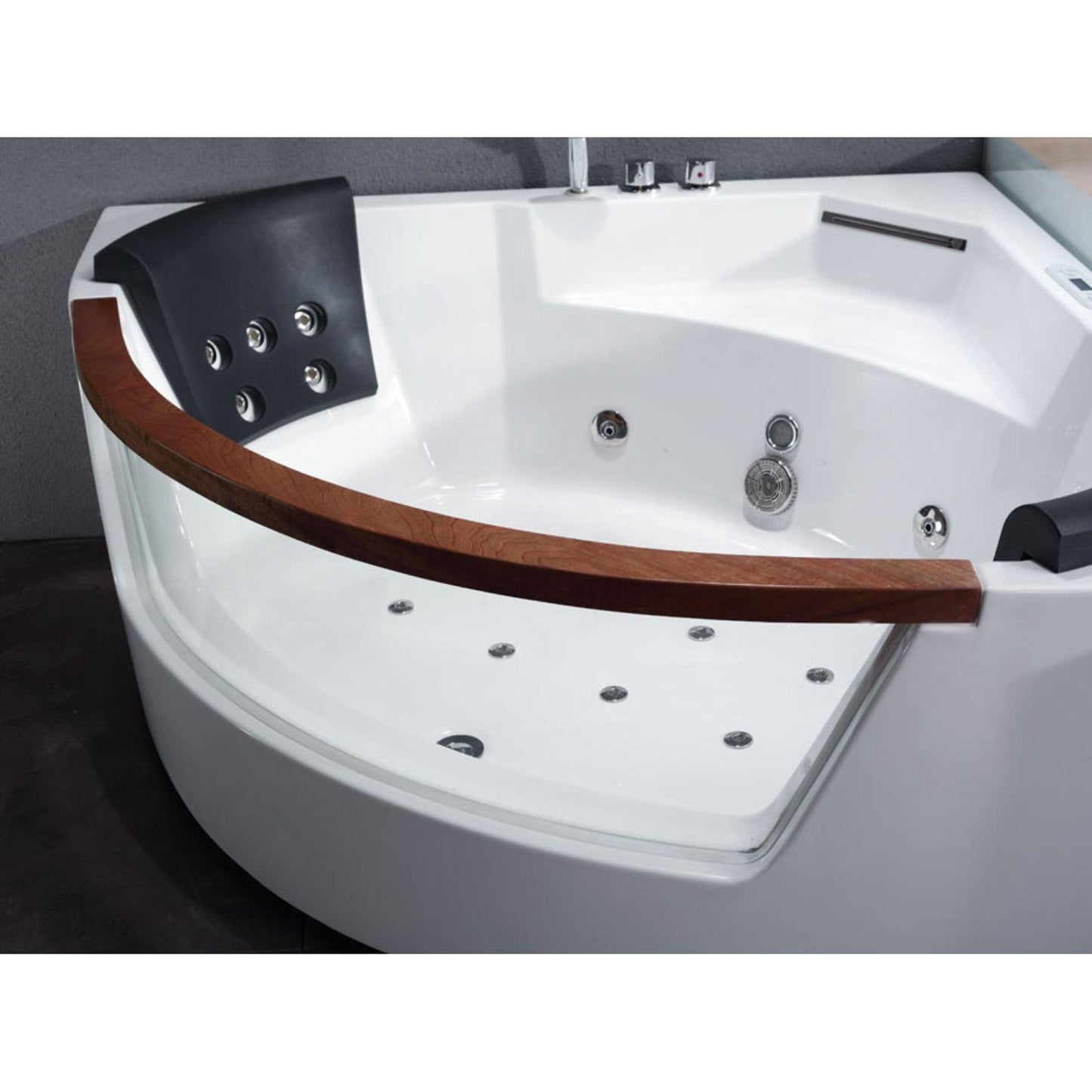 Eago Corner Whirlpool 59" Clear Rounded Acrylic White Bathtub