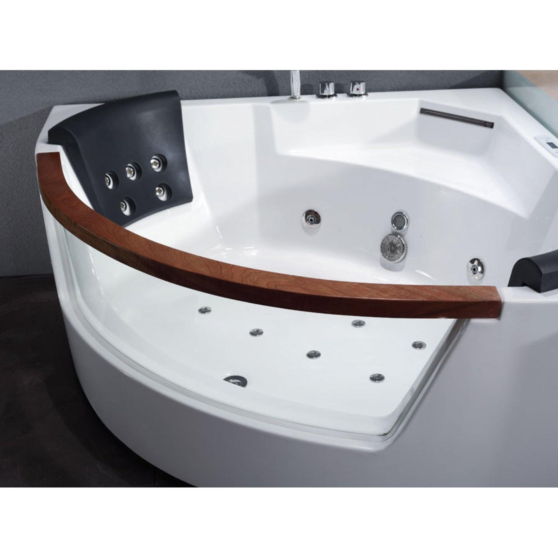 Eago Corner Whirlpool 59" Clear Rounded Acrylic White Bathtub