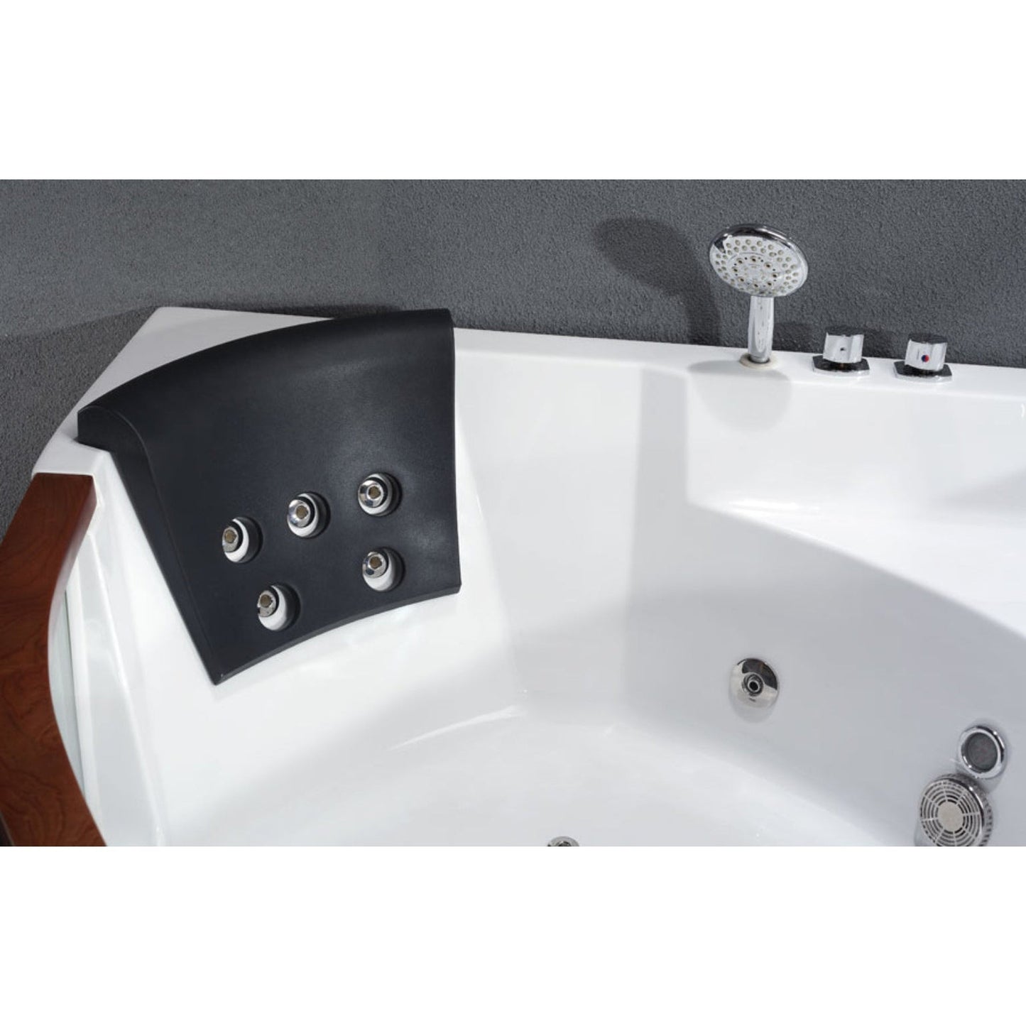 Eago Corner Whirlpool 59" Clear Rounded Acrylic White Bathtub