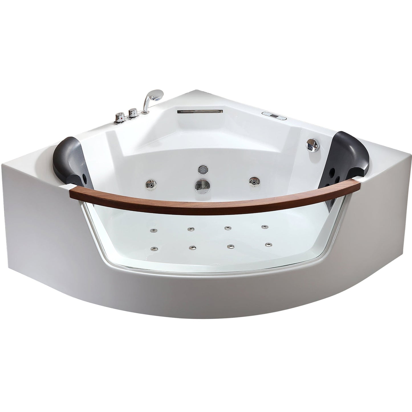 Eago Corner Whirlpool 59" Clear Rounded Acrylic White Bathtub