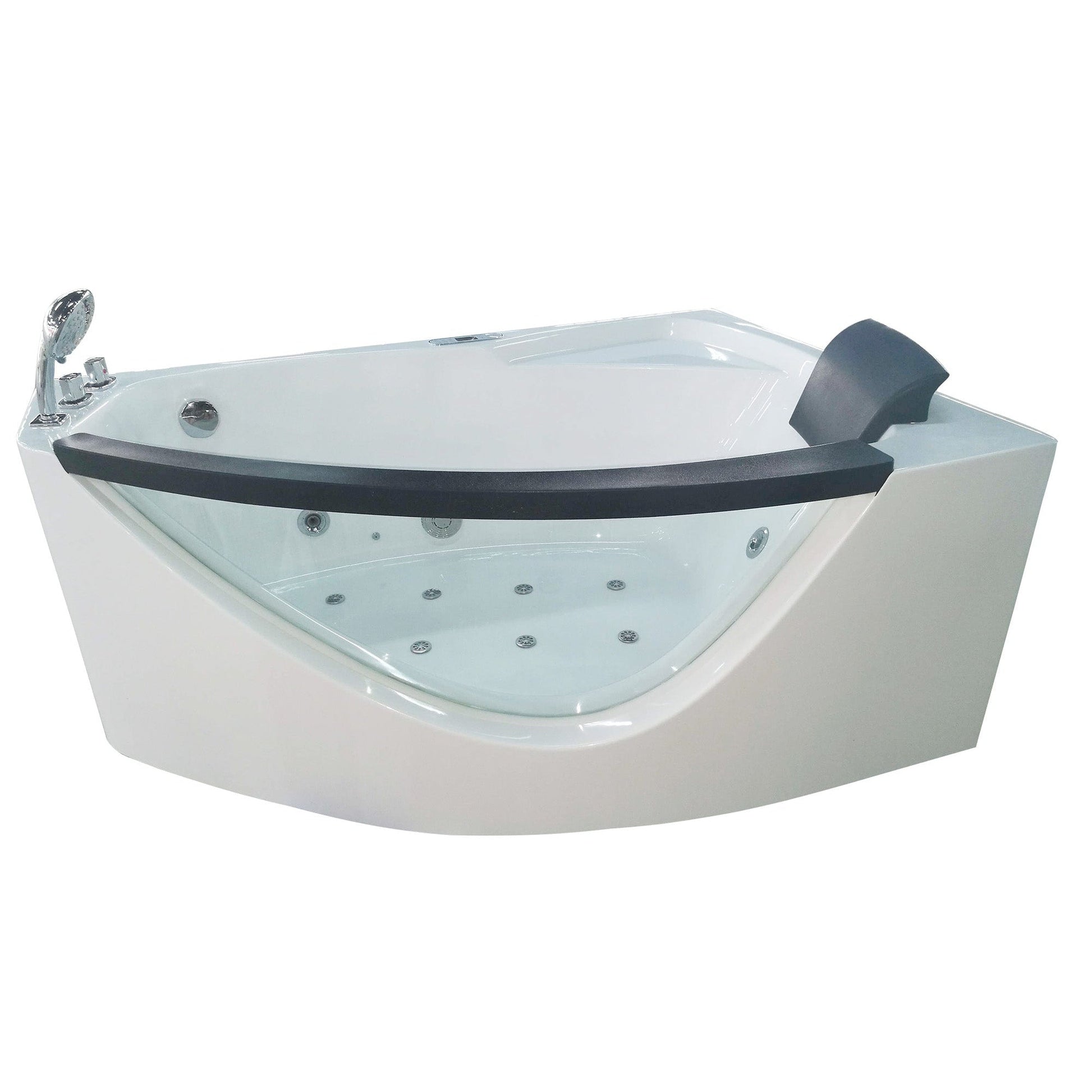 Eago Left Corner Whirlpool 5 ft Clear Rounded Acrylic White Bathtub