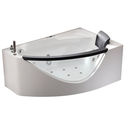 Eago Left Corner Whirlpool 5 ft Clear Rounded Acrylic White Bathtub