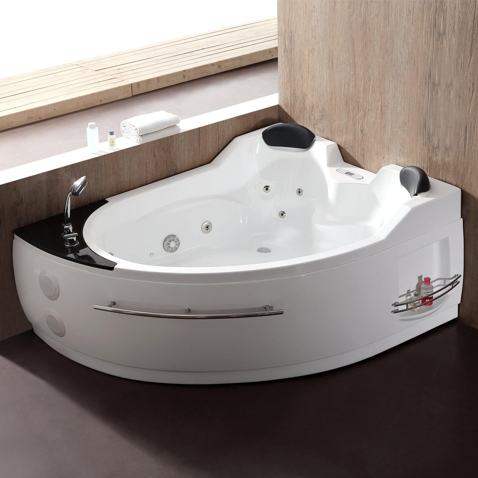 Eago Left Corner Whirlpool 5.5 ft Acrylic White Bathtub