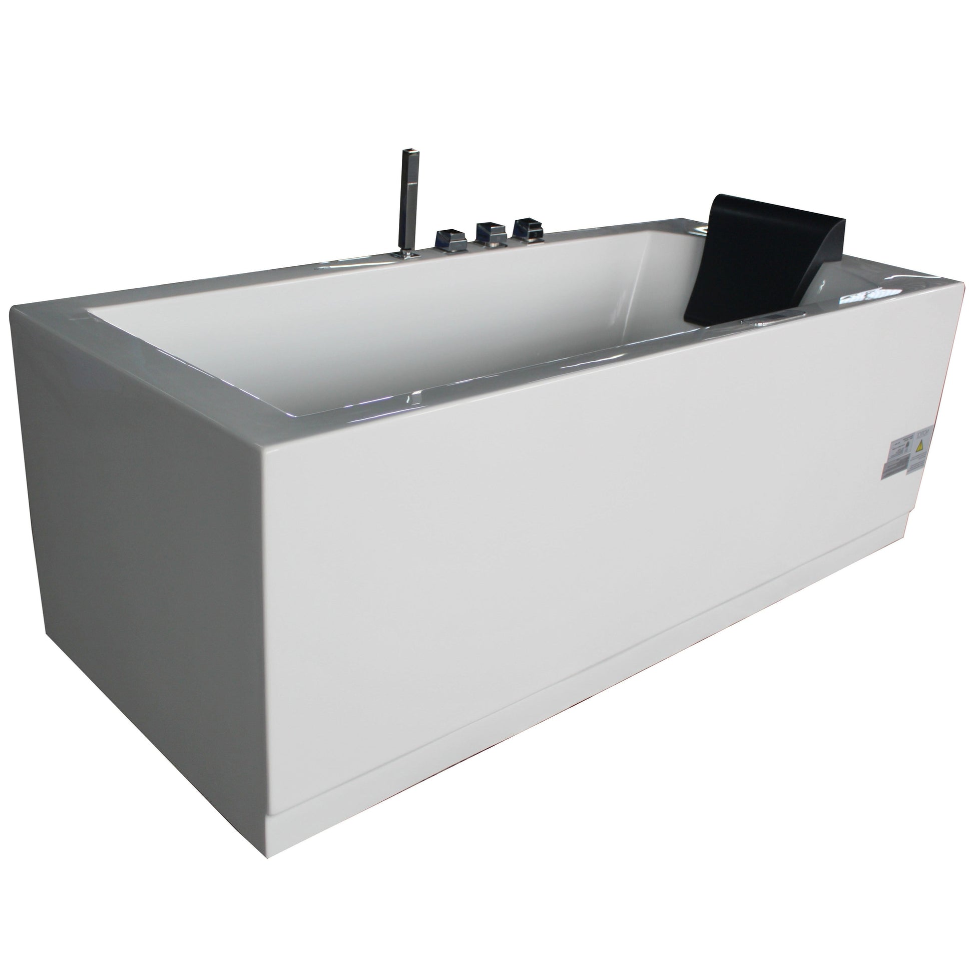 Eago Left Drain Whirlpool 5 ft Acrylic White Rectangular Bathtub with Fixtures