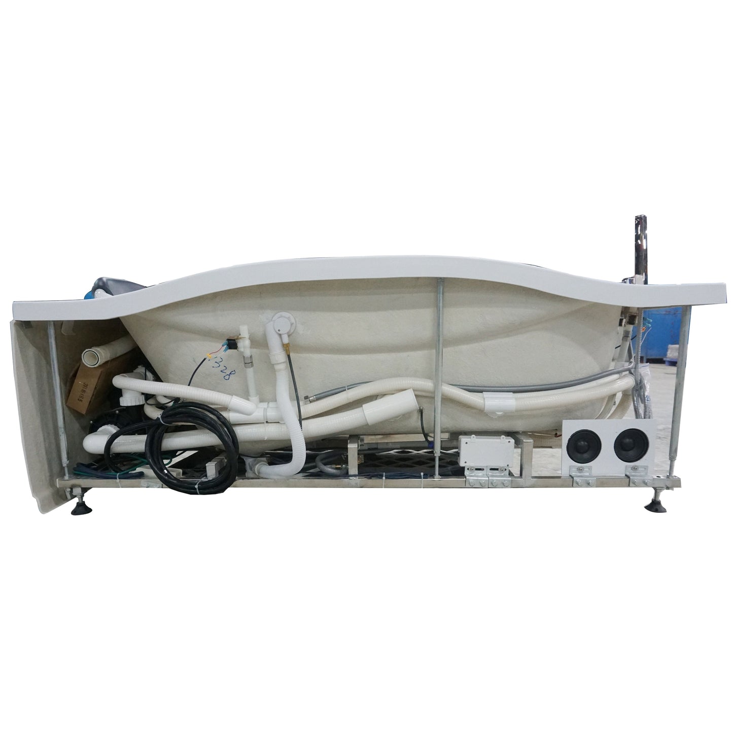 Eago Left Drain Whirlpool 6 ft Acrylic White Bathtub with Fixtures