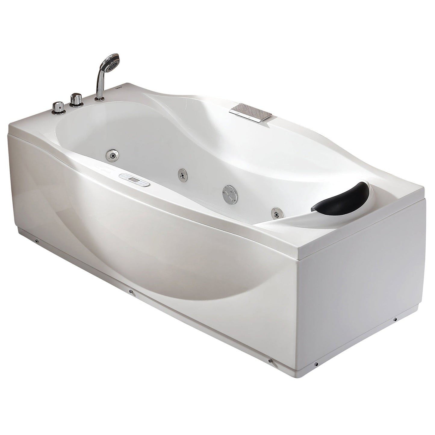 Eago Left Drain Whirlpool 6 ft Acrylic White Bathtub with Fixtures