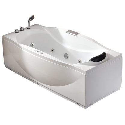 Eago Left Drain Whirlpool 6 ft Acrylic White Bathtub with Fixtures