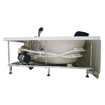 Eago Modern Double Seat Corner Whirlpool 5" White Bathtub with Fixtures
