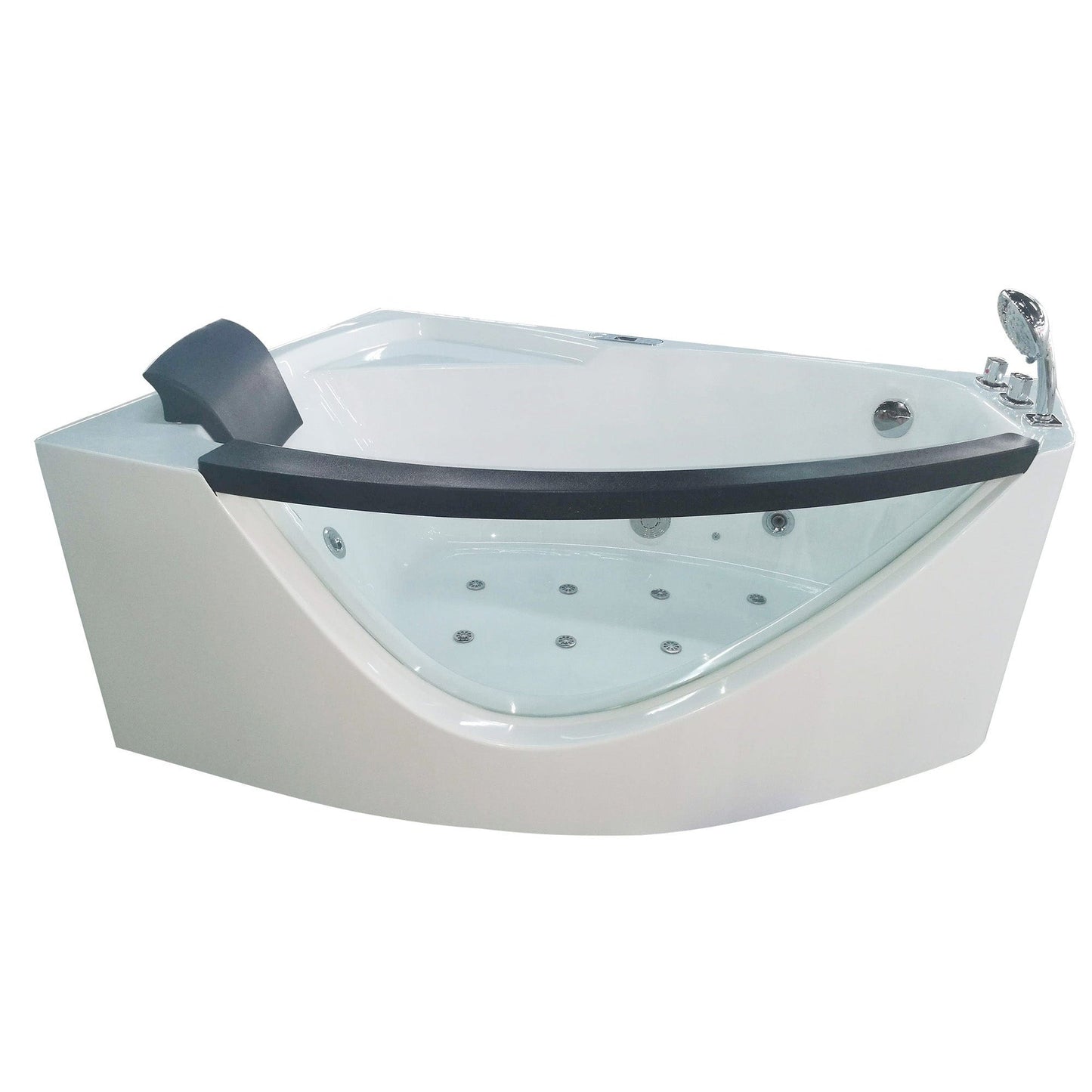 Eago Right Corner Whirlpool 5 ft Clear Rounded Acrylic White Bathtub
