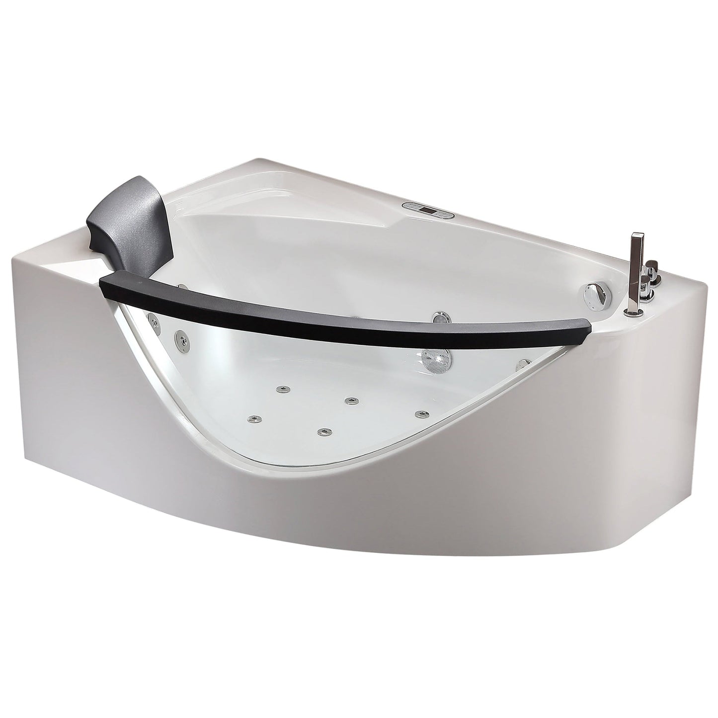 Eago Right Corner Whirlpool 5 ft Clear Rounded Acrylic White Bathtub