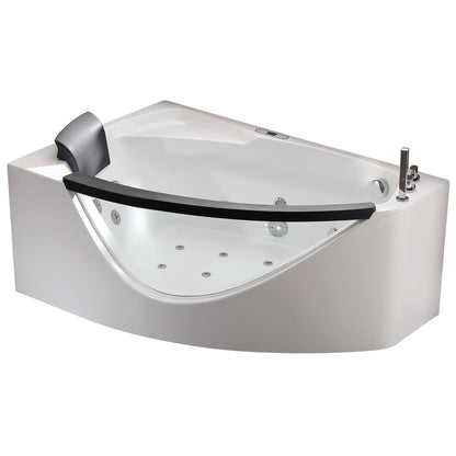 Eago Right Corner Whirlpool 5 ft Clear Rounded Acrylic White Bathtub