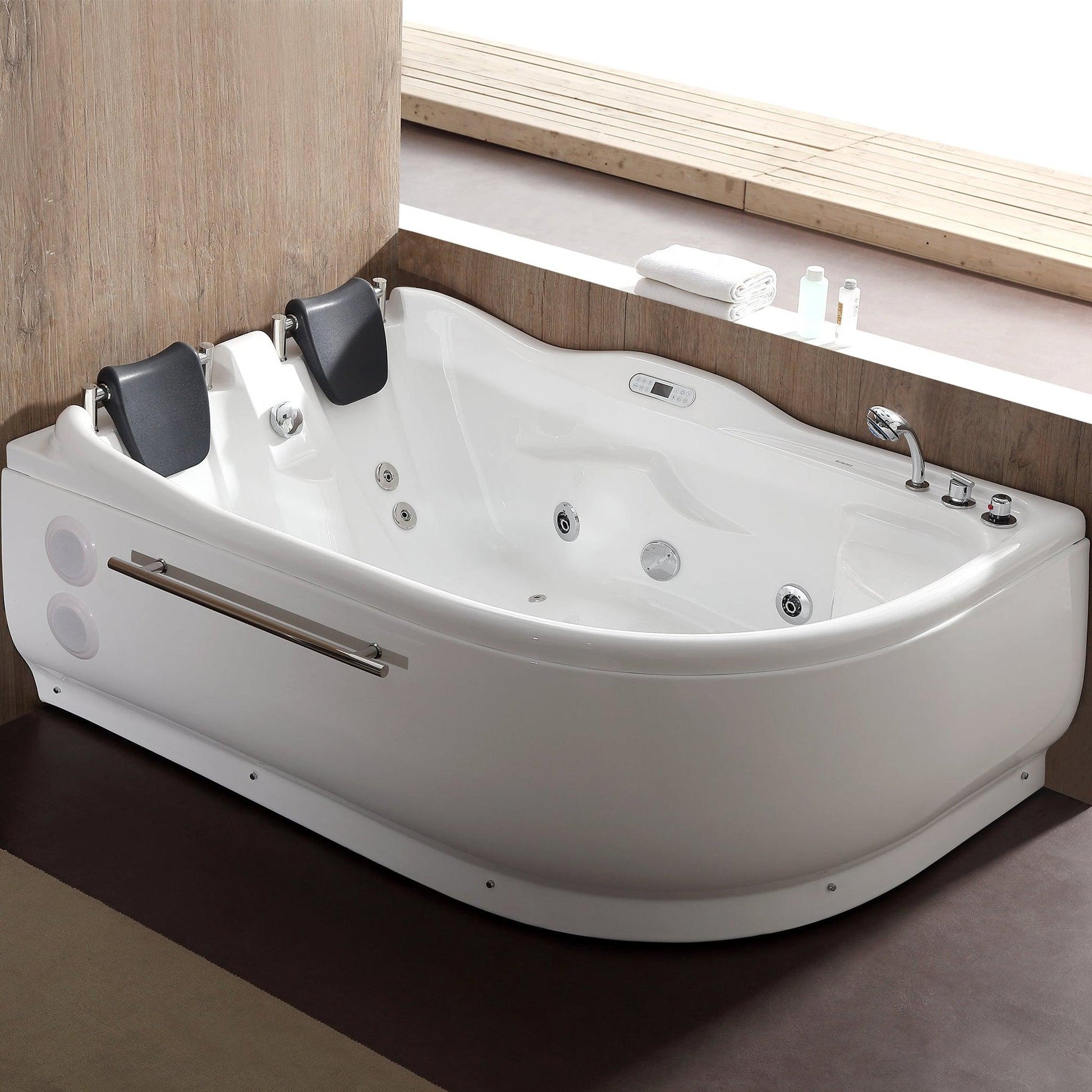 Eago Right Corner Whirlpool 6 ft Acrylic White Bathtub