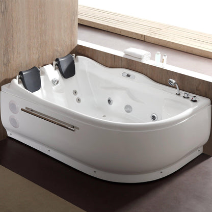 Eago Right Corner Whirlpool 6 ft Acrylic White Bathtub