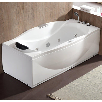 Eago Right Drain Whirlpool 6 ft Acrylic White Bathtub with Fixtures