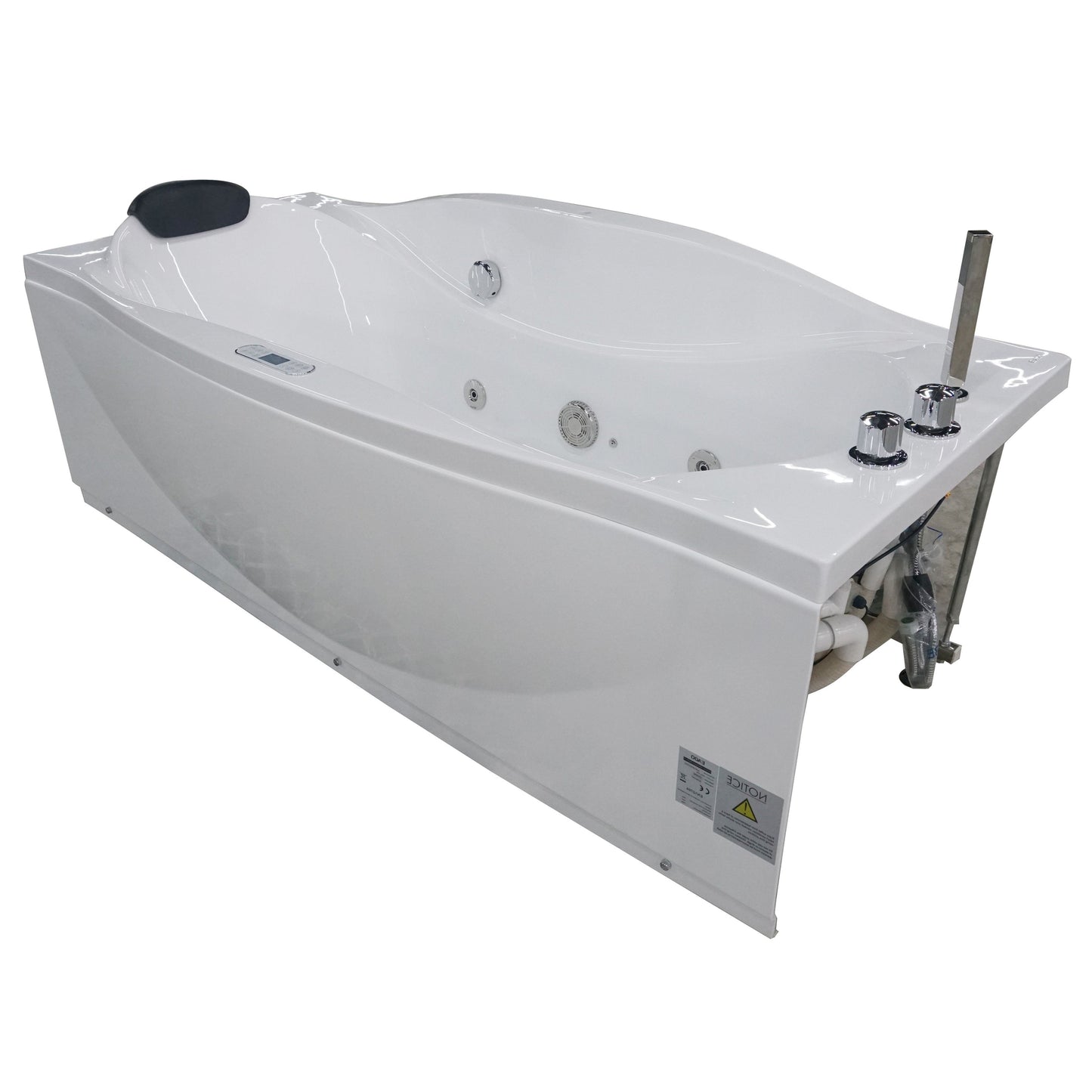 Eago Right Drain Whirlpool 6 ft Acrylic White Bathtub with Fixtures