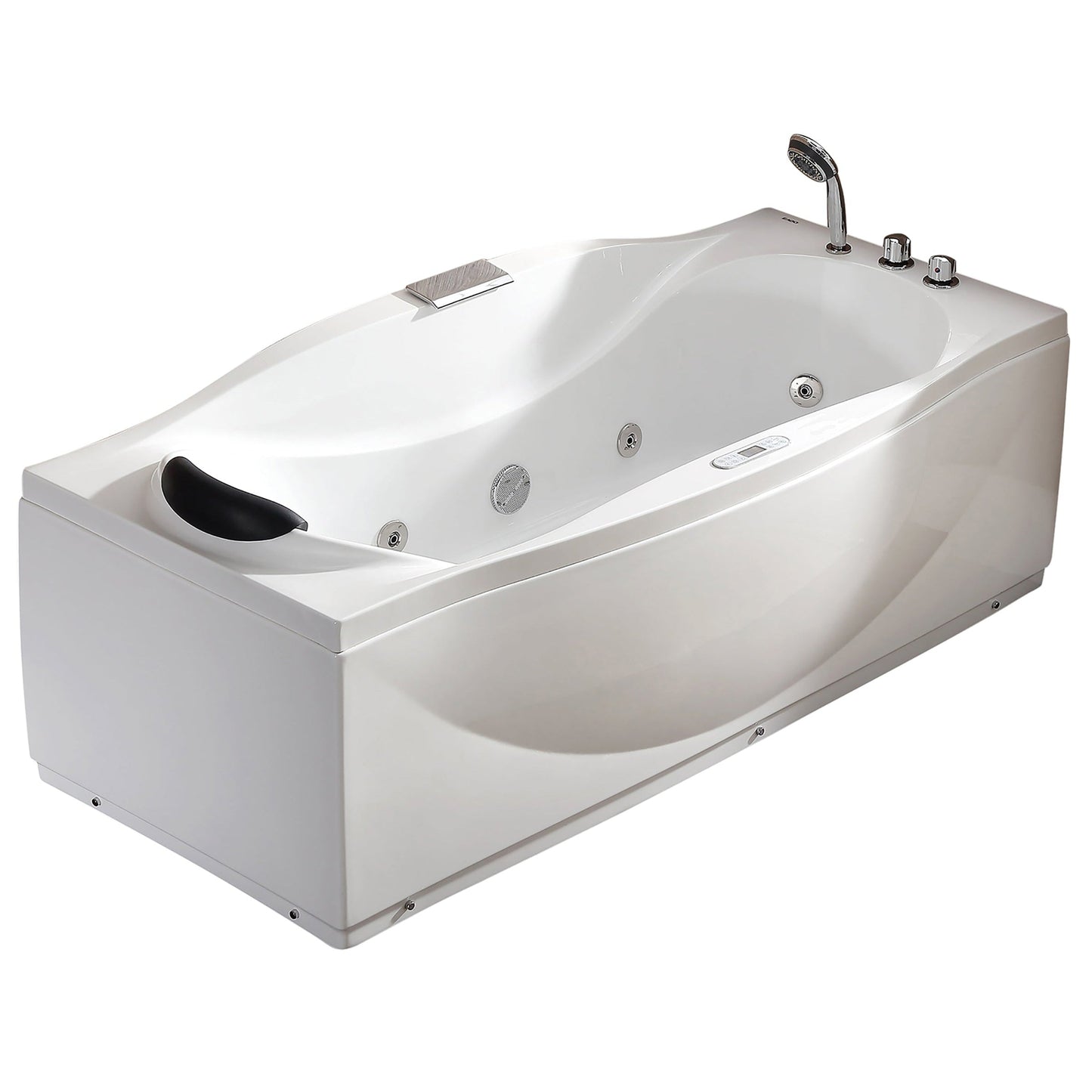 Eago Right Drain Whirlpool 6 ft Acrylic White Bathtub with Fixtures