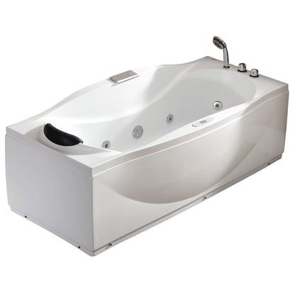 Eago Right Drain Whirlpool 6 ft Acrylic White Bathtub with Fixtures