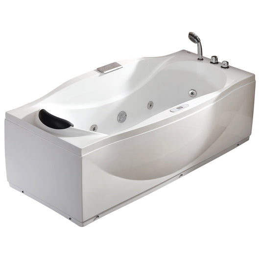 Eago Right Drain Whirlpool 6 ft Acrylic White Bathtub with Fixtures