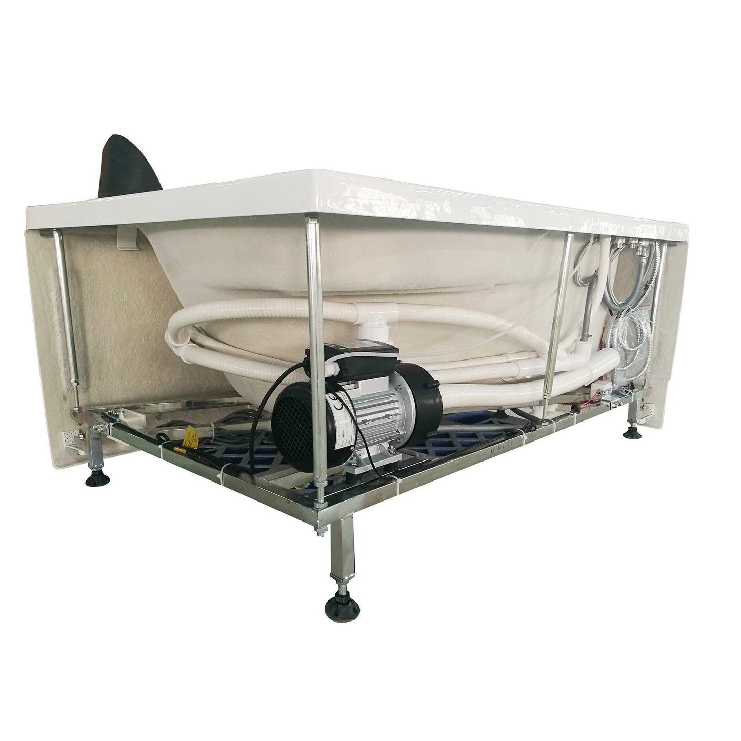 Eago Single Person Corner Whirlpool 5" Acrylic White Bathtub Drain on Left