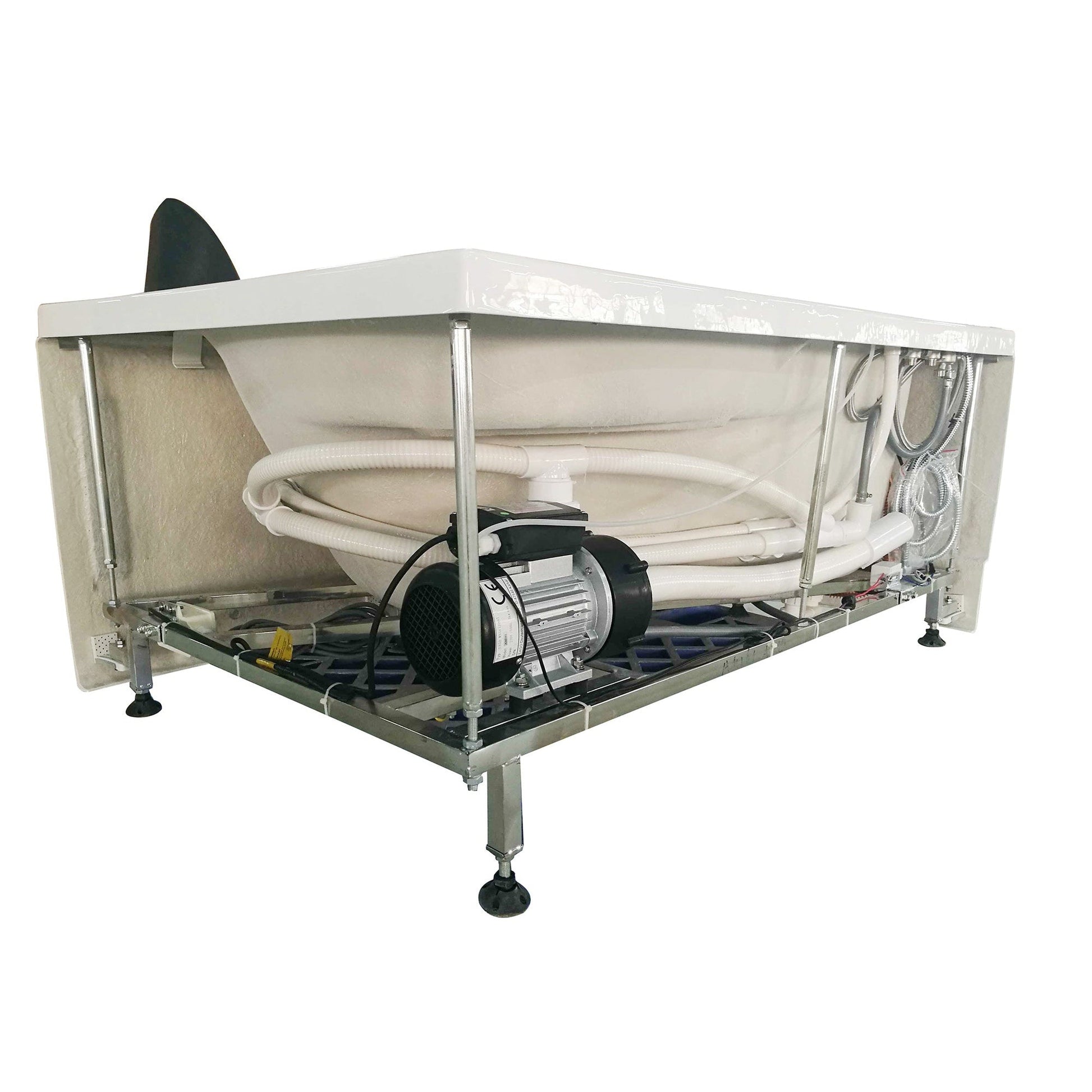 Eago Single Person Corner Whirlpool 5" Acrylic White Bathtub Drain on Left