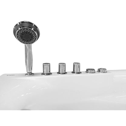 Eago Single Person Corner Whirlpool 5" Acrylic White Bathtub Drain on Left