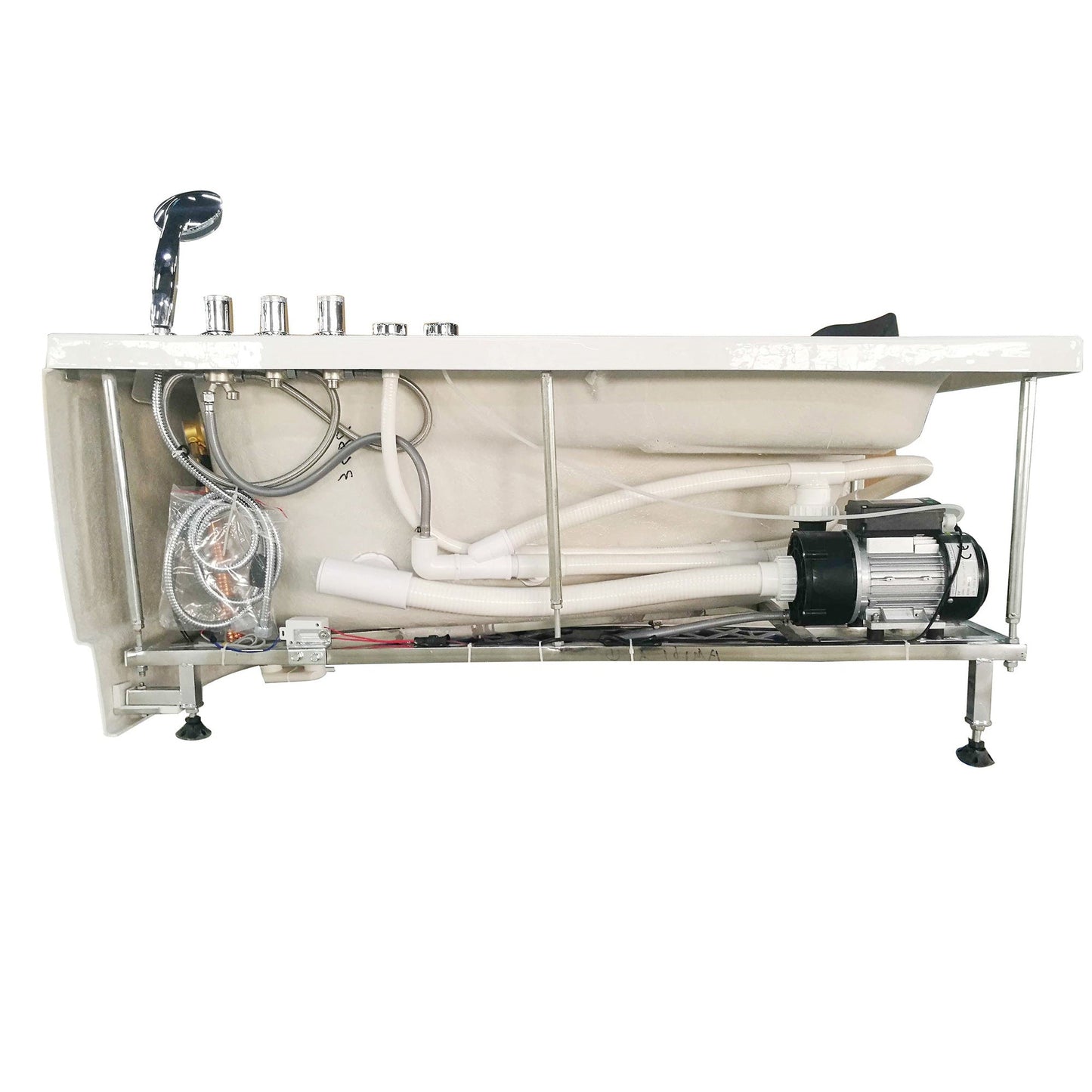 Eago Single Person Corner Whirlpool 5" Acrylic White Bathtub Drain on Right