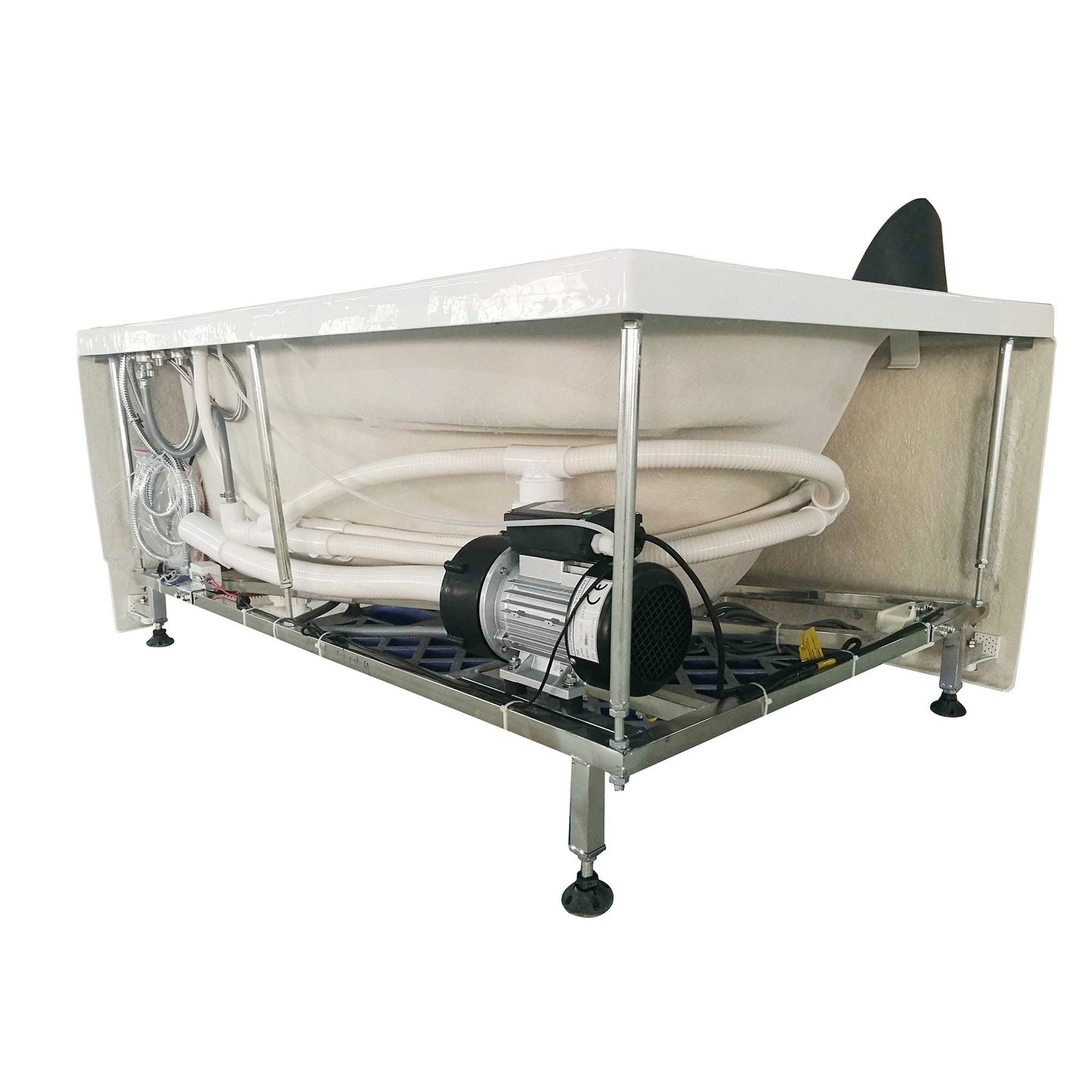 Eago Single Person Corner Whirlpool 5" Acrylic White Bathtub Drain on Right