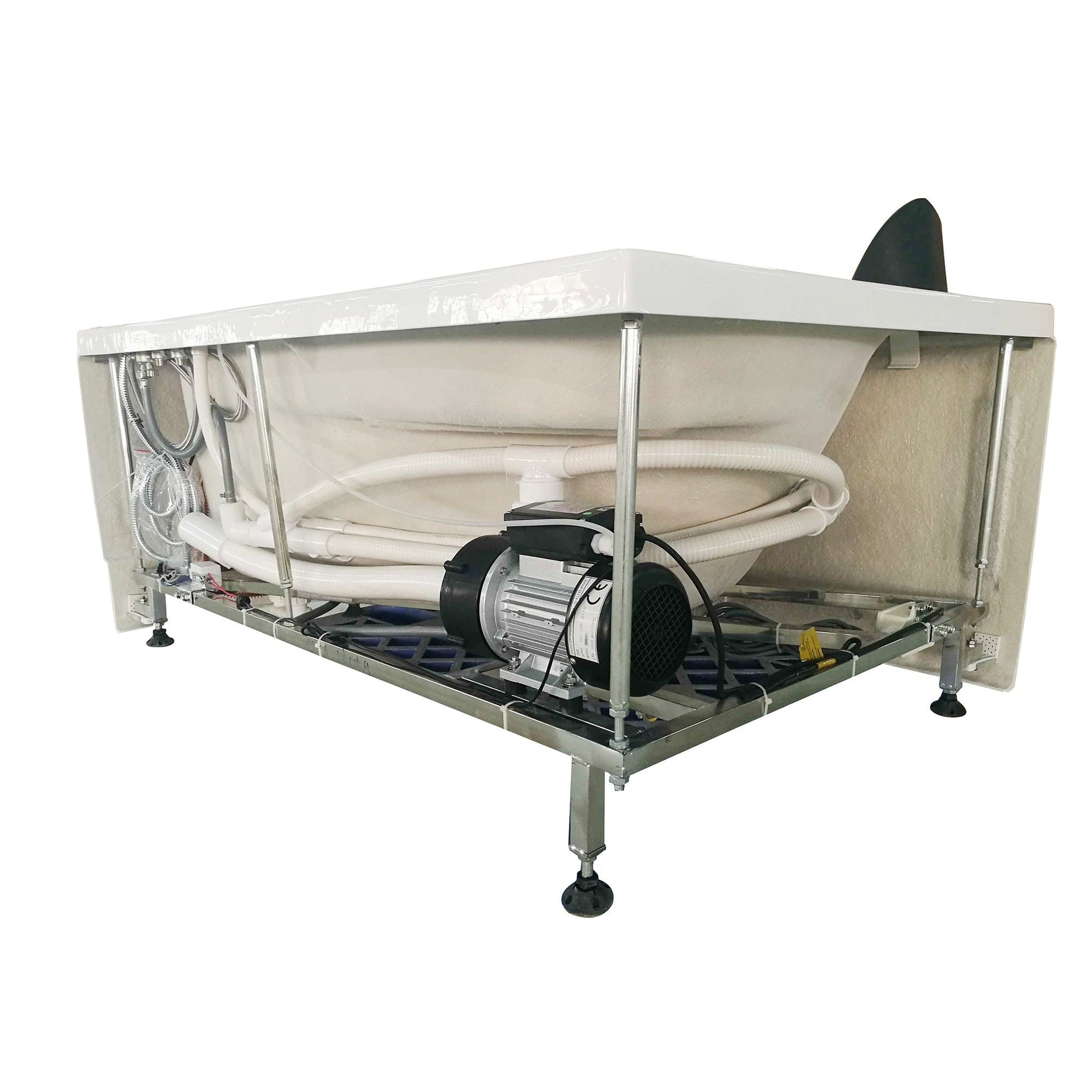 Eago Single Person Corner Whirlpool 5" Acrylic White Bathtub Drain on Right