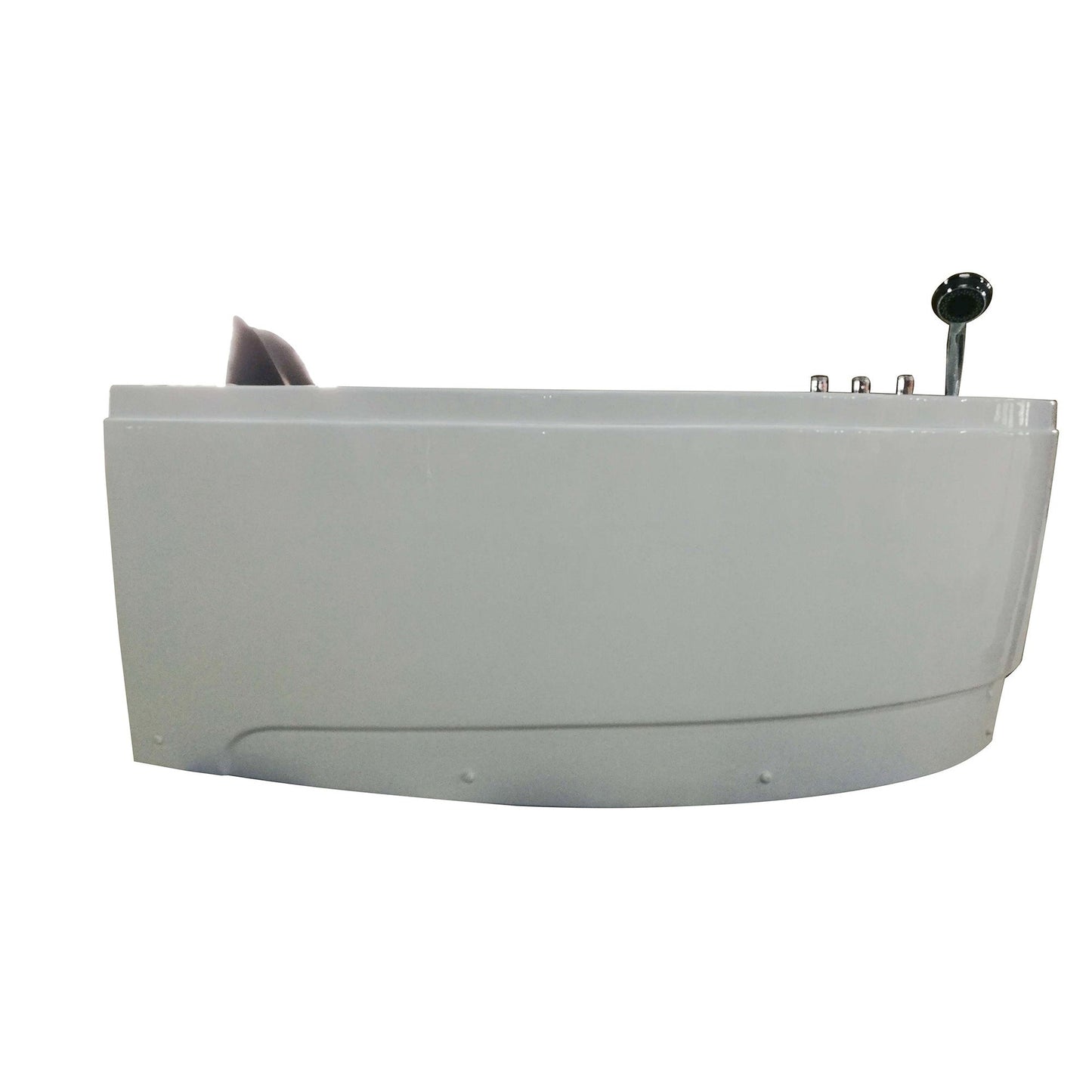 Eago Single Person Corner Whirlpool 5" Acrylic White Bathtub Drain on Right