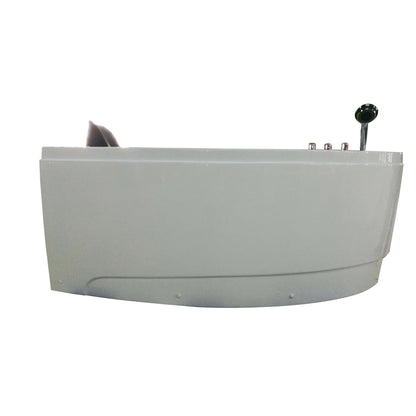 Eago Single Person Corner Whirlpool 5" Acrylic White Bathtub Drain on Right