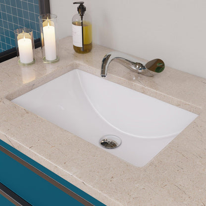 Eago Undermount 22"x15" Rectangular White Ceramic Bathroom Sink