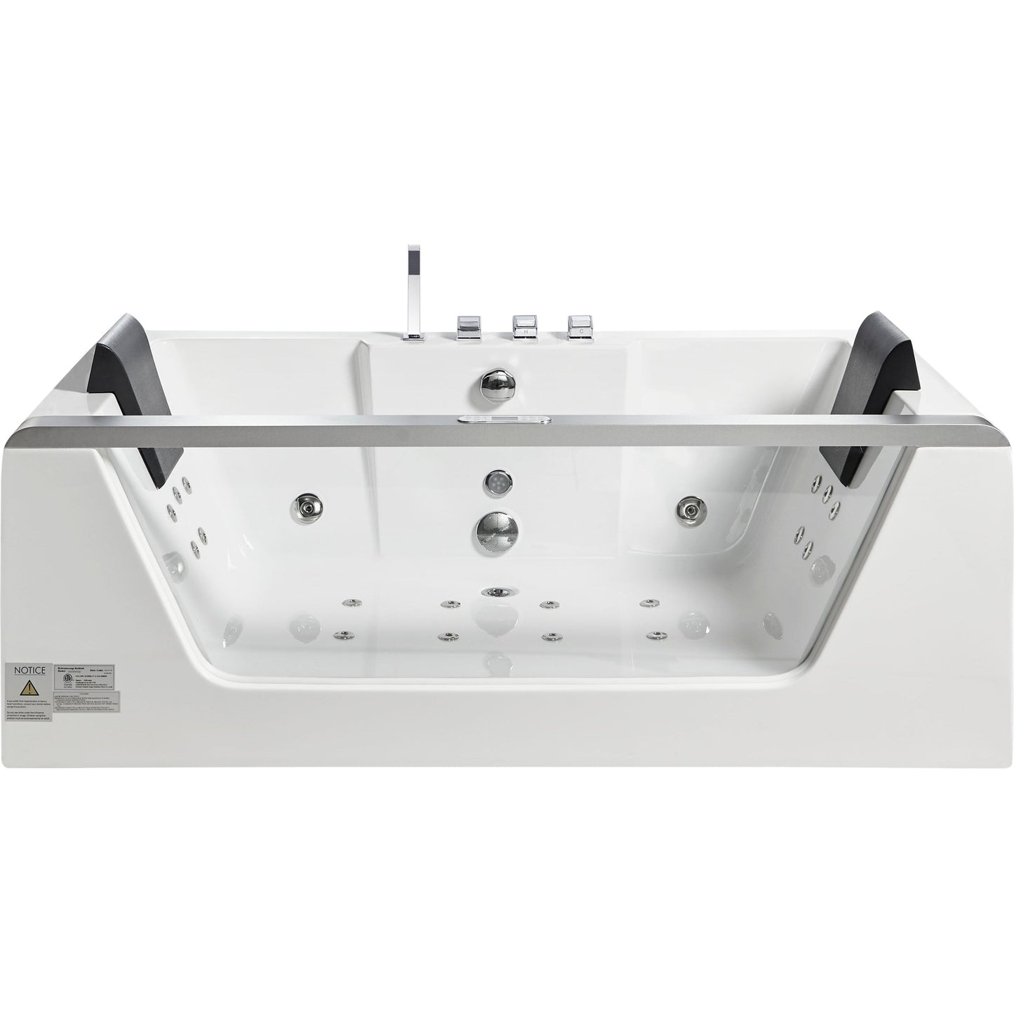 Eago Whirlpool 6 ft Clear Rectangular Acrylic White Bathtub for Two