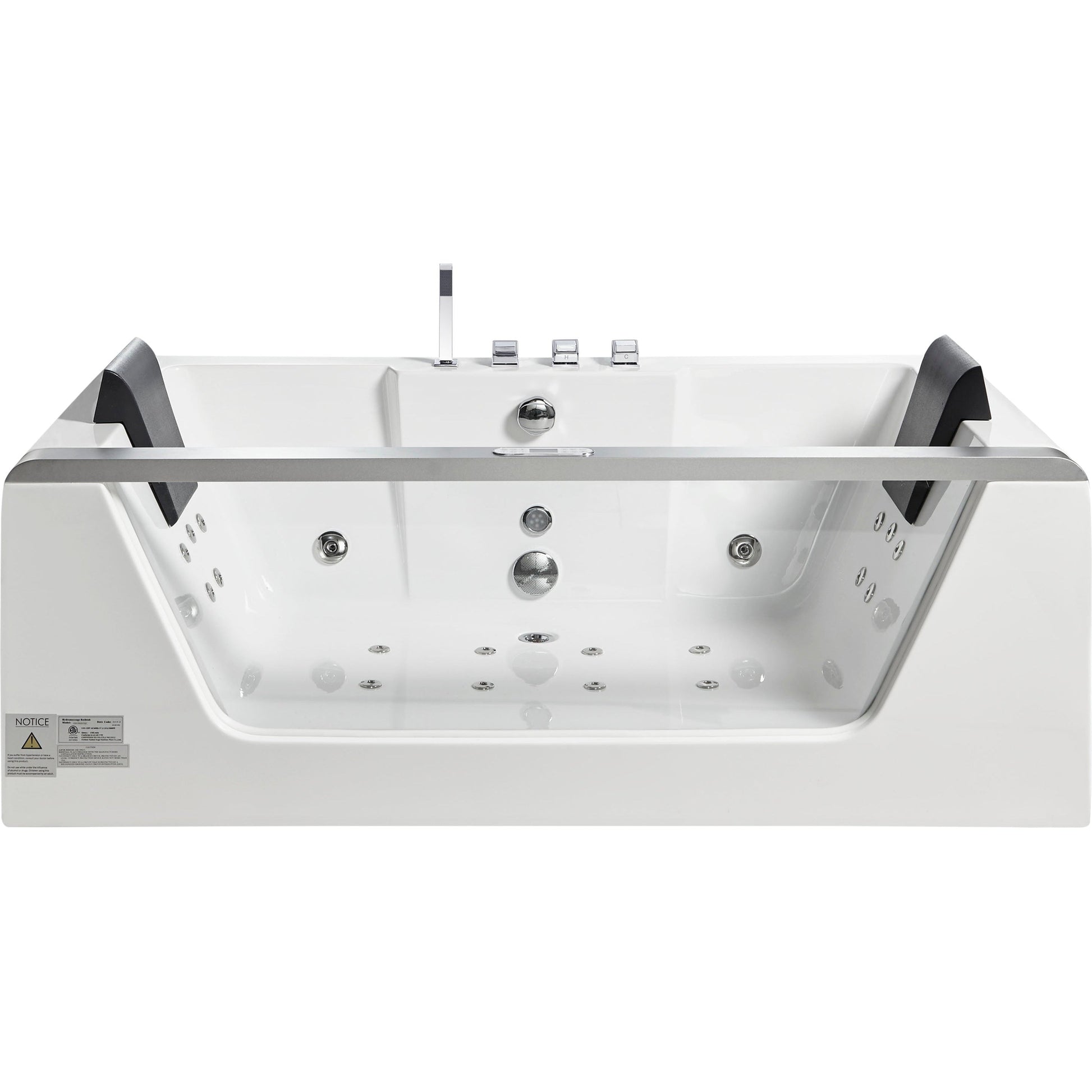 Eago Whirlpool 6 ft Clear Rectangular Acrylic White Bathtub for Two