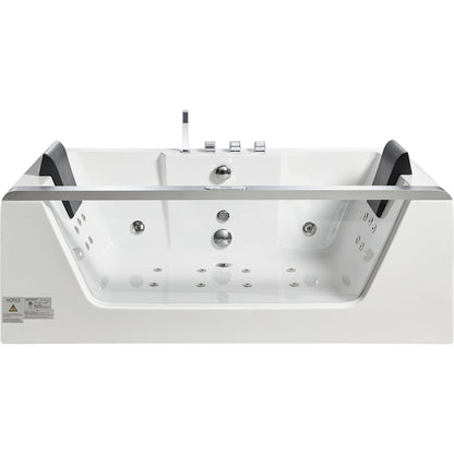 Eago Whirlpool 6 ft Clear Rectangular Acrylic White Bathtub for Two